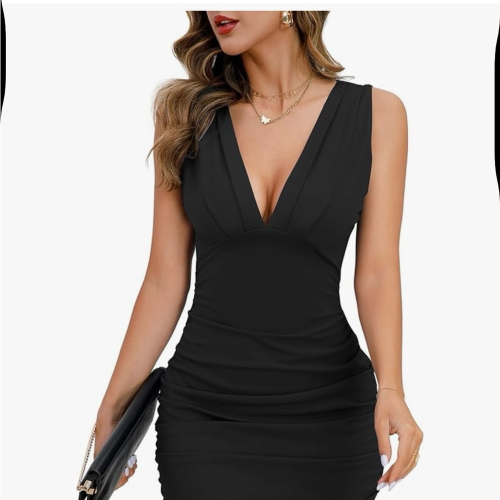 Elegant Black V-Neck Mini Dress